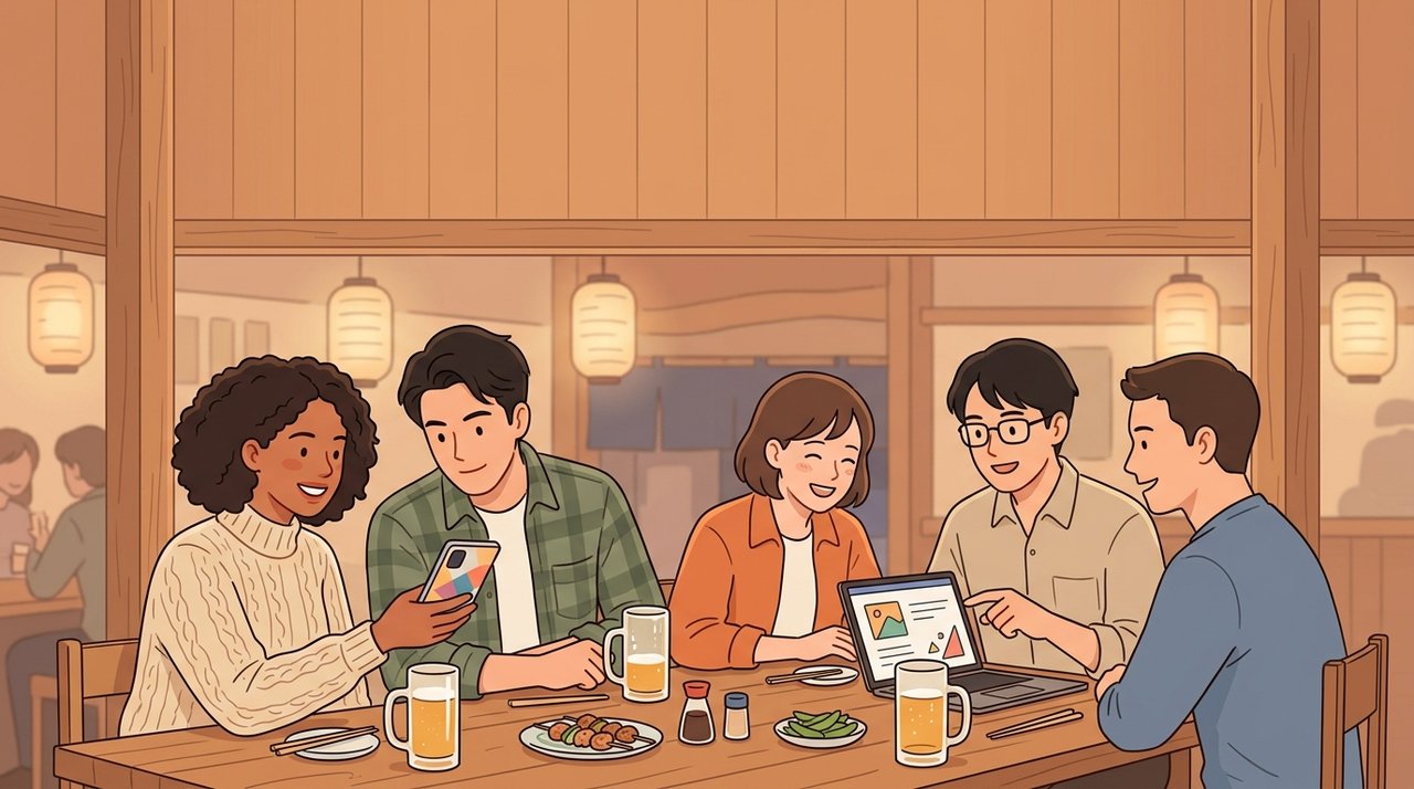 TOMOでアプリ宣伝と評価、そして飲み会